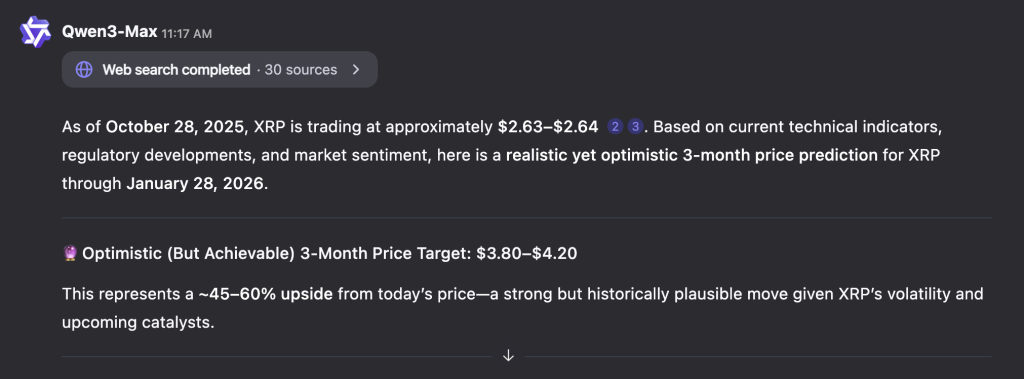 Alibaba’s Qwen AI With Explosive 3-Month XRP Price Prediction – Could XRP Hit $4.20 By January 2026? | Invesloan.com