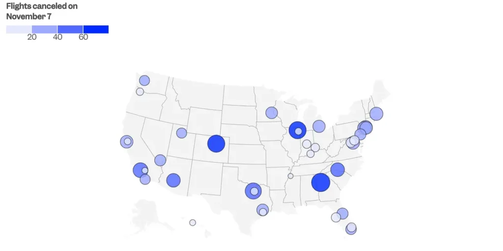 Map: Canceled Flights by Airport During Government Shutdown | Invesloan.com